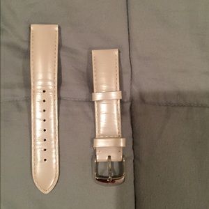 White Michele lather watch band for the CSX 18mm