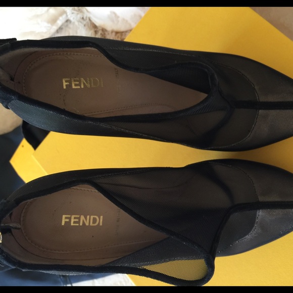 Fendi Nude and Black Mesh Booties - Picture 3 of 4