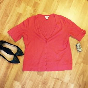 ❌❌SOLD- LOFT Coral short-sleeved cardigan❌❌