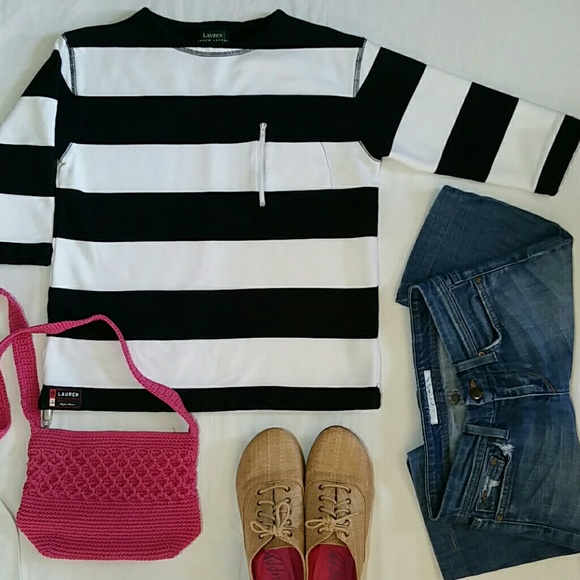 Ralph Lauren Tops - FINAL PRICE RL Stripe Elbow Sweatshirt