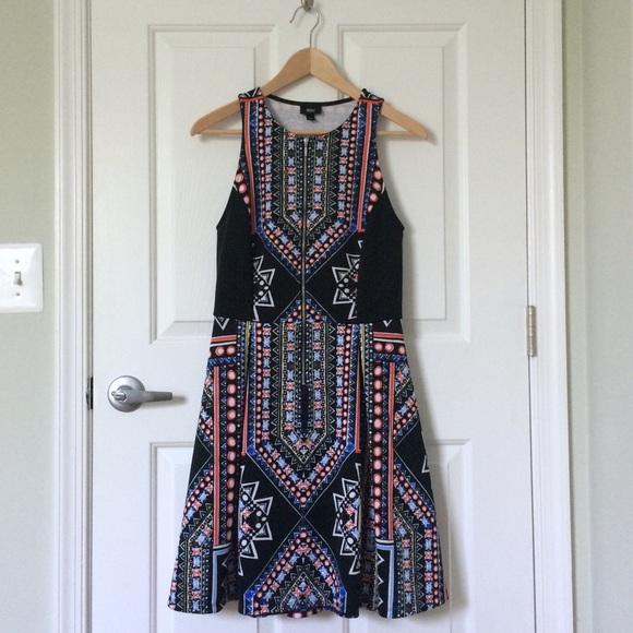 SOLD | Front Zip Fit and Flare Tribal Dress - Picture 2 of 4