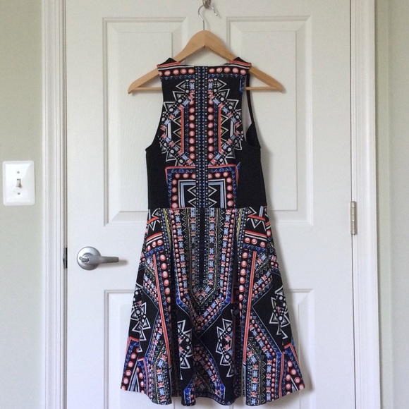 SOLD | Front Zip Fit and Flare Tribal Dress - Picture 3 of 4