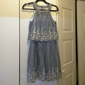 Chambray and lace summer dress