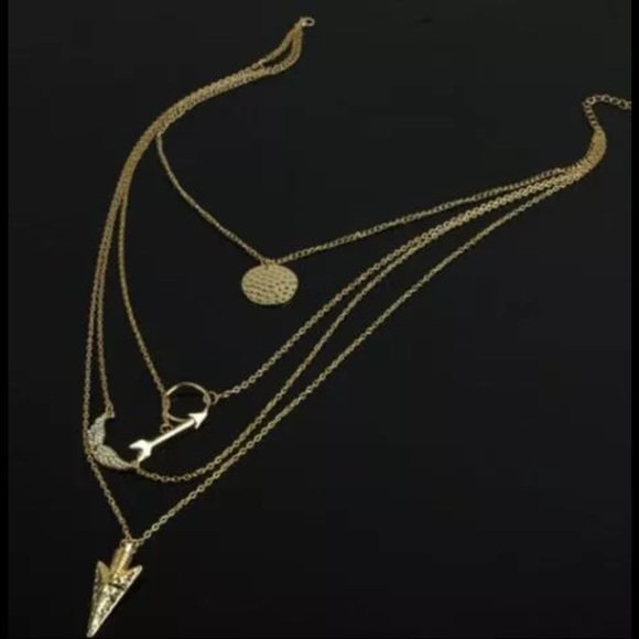 Gold arrow 4 layer wings chain necklace 2 hr sale - Picture 2 of 4