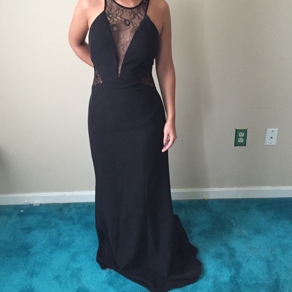 Bloomingdale's Dresses Bloomingdales Black Lace Prom Dress Poshmark
