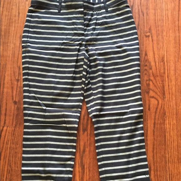 Navy and Gray Striped Slim Ankle Pants. Size 4.