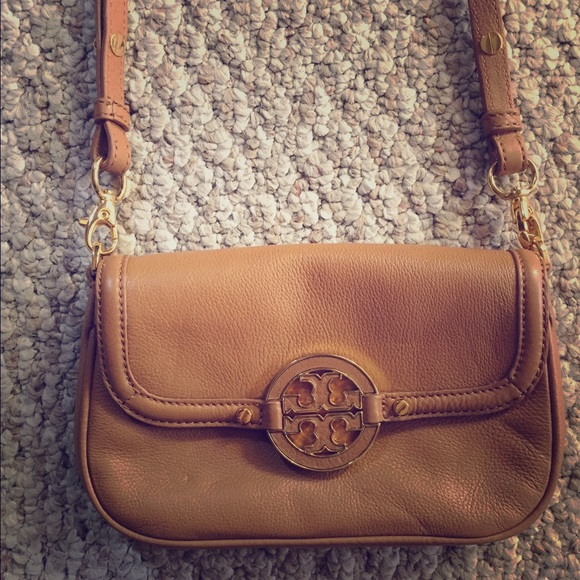 TORY BURCH Tan Gold Leather Amanda Small Crossbody