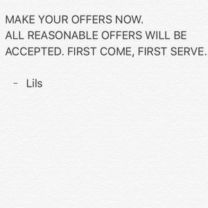 Make all offers now. First come, first serve.