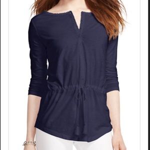 NWT Drawcord Cotton Tunic - NAVY BLUE