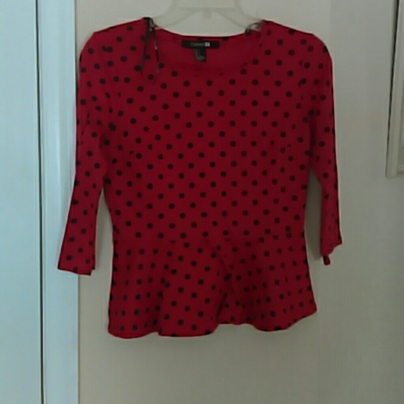 Red black polka dot peplum