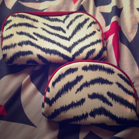 Set of 2 zebra print make up bags