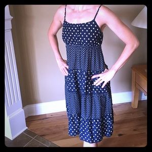 Navy blue and cream summer dress, size M