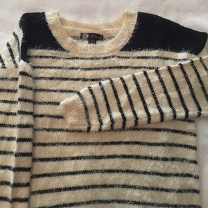 black and ivory fuzzy sweater