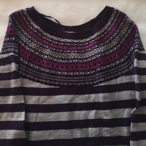 Gray and purple crew neck sweater