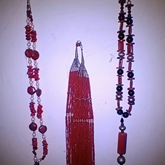 Red necklaces handmade