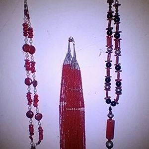 Red necklaces handmade