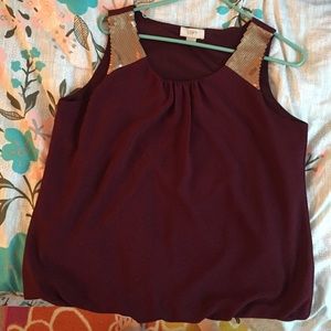 Loft Red Wine Tank with Gold Sequins
