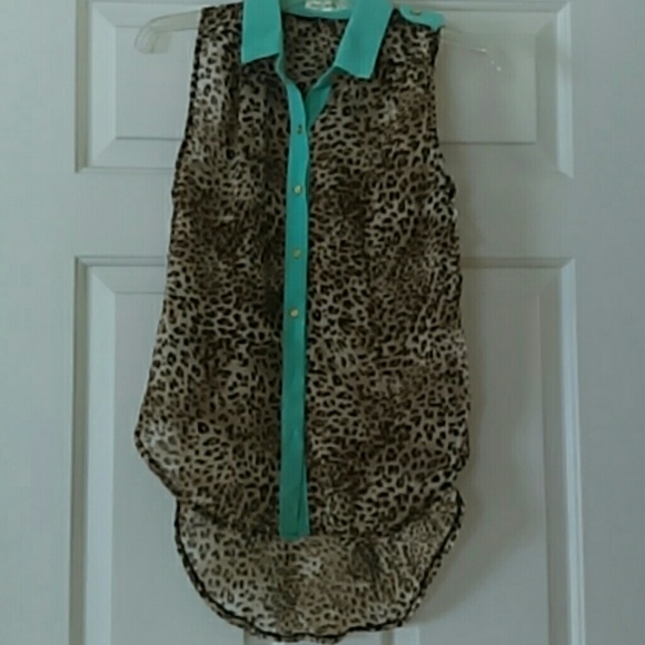 Cheetah print blouse tank top