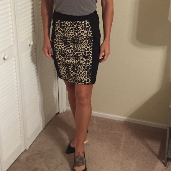 Cheetah panel pencil skirt