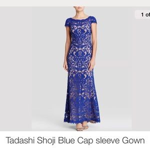 Tadashi Shoji cap sleeve gown