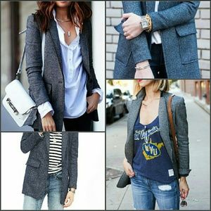 Textured Knit Wool Boyfriend Blazer