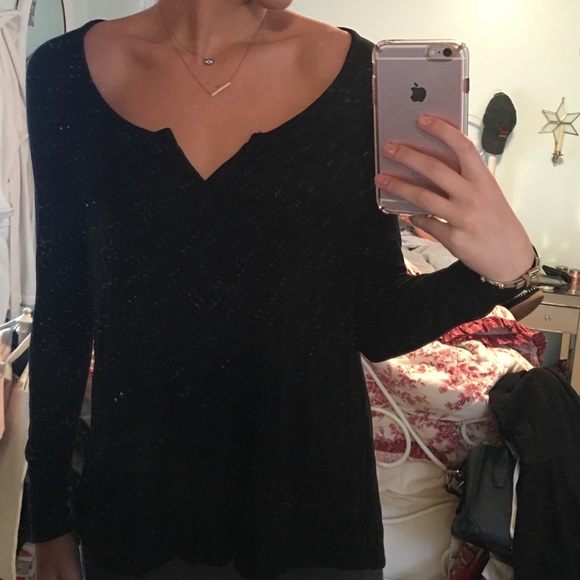 SOFT Flowy Black Long Sleeve Top