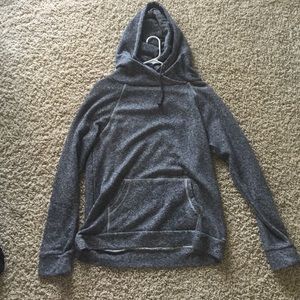 A cute casual gray sweatshirt with a hood