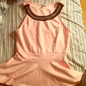 CHARLOTTE RUSSE JEWELED PEPLUM TOP SIZE S