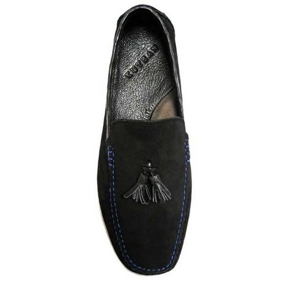 Men\'s Suede Car Shoe with Real Crocodile Details