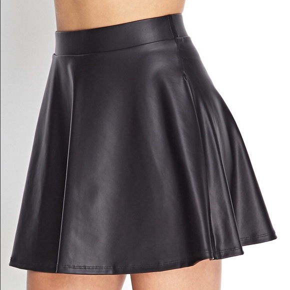 Faux Leather Skater Skirt