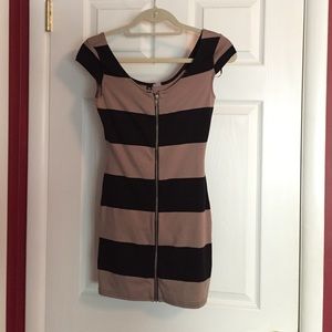 H&M Black and mauve striped dress
