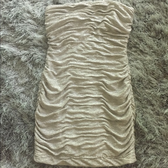 Aidan mattox champagne/gold cocktail dress