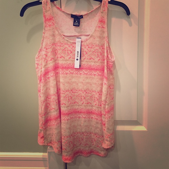 NWT Aqua Open Back Tank, pink and beige