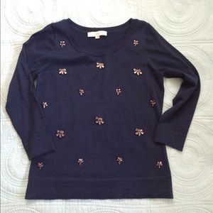 LOFT Dark Teal Sweater with diamond accents