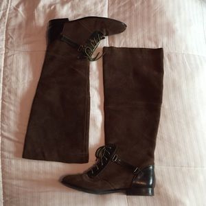 Brown suede Kimchi Blue riding boots