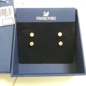 Swarovski gold and silver stud earrings
