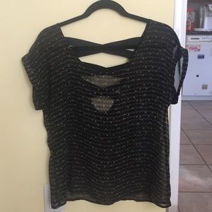 Black blouse with tan design