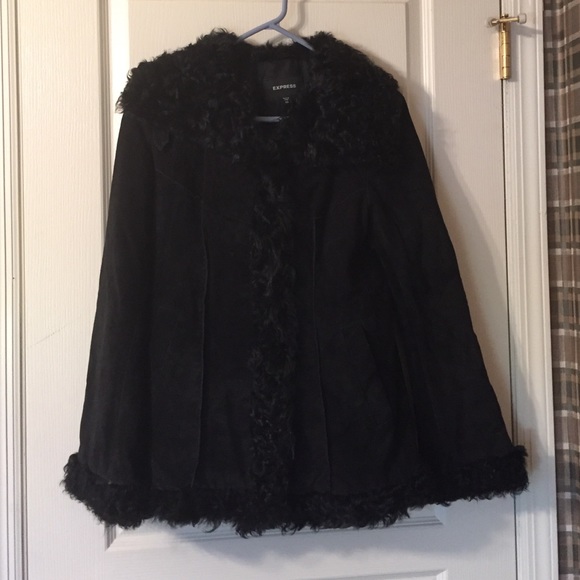 Leather and faux fur coat