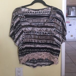 Black and Tan Aztec design crop top