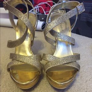 Gold heels.