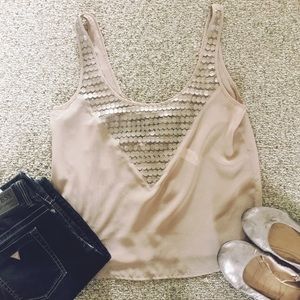 NWOT Sheer Tan Tank