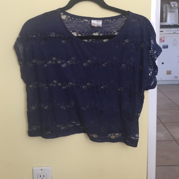 Blue lace crop top