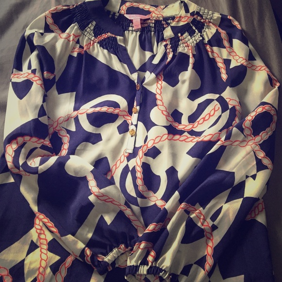 Lilly Pulitzer Elsa nautical silk top size xs
