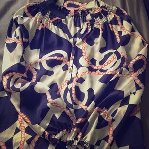 Lilly Pulitzer Elsa nautical silk top size xs
