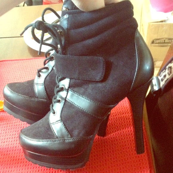 Black bootie heels
