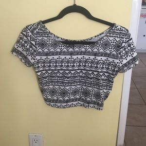 Black and white Aztec crop top