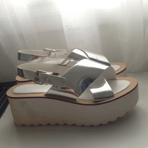Silver Flatform sandals