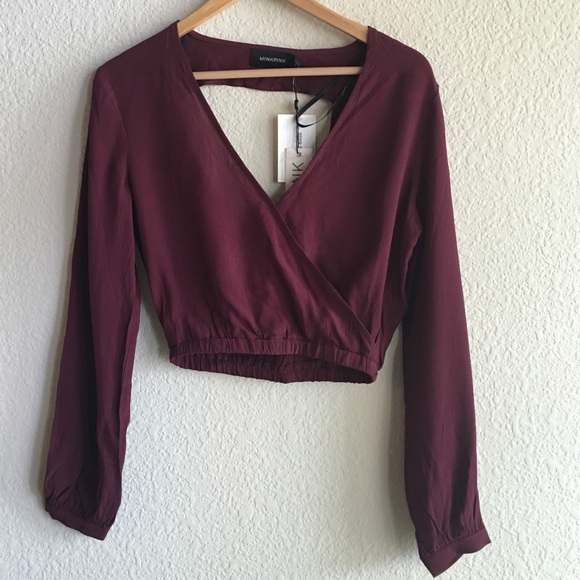 MINKPINK burgundy Crop top