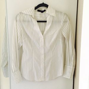 Express, white pinstriped top.