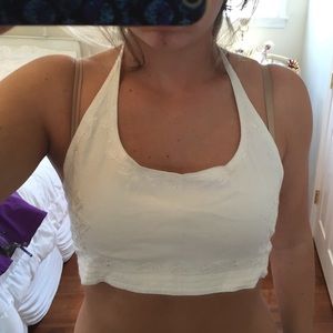 halter crop top with tied back